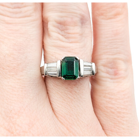 Ring Peek-A-Boo Diamonds 1.25ctw Round & Baguette Diamonds .96ct Emerald GIA Cert 14kw Sz6 124010184