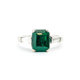  Ring .36ctw Baguette Diamonds 2.11ct Emerald 900pt Sz6.5 123120118