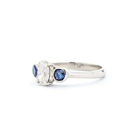 Ring Vintage .64ct Oval Diamonds .30ctw Sapphire 950pt sz7.25 124020154