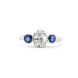  Ring Vintage .64ct Oval Diamonds .30ctw Sapphire 950pt sz7.25 124020154