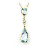  Necklace .18ct Old European Diamond Vintage Mid Century 2.55ct Aquamarine .98ct Aquamarine 14ky 16" 1.2mm 224022751