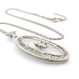  Necklace .09ctw Round Diamonds Antique Art Deco Camphor Glass 14kw 18" 1mm 224022750