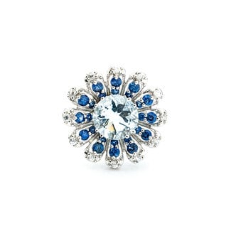 Ring 2.40ct Round Aquamarine .60ctw Sapphire 10kw Sz9 221110094