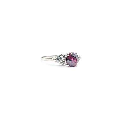 Ring Vintage .32ctw Round Diamonds 1.75ct Raspberry Garnet 900pt sz7 124020160