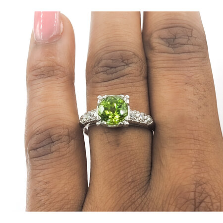 Ring Vintage .16ctw Single Cut Diamonds 1.58ct Peridot 900pt sz7 124020156