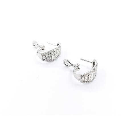 Earrings 1.97ctw Round & Baguette Diamonds J Hoops 19x9.25mm 14kw 124024011