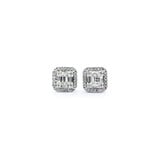  Earrings .72ctw Round & Baguette Diamonds Cocktail Stud 9mm 14kw 124024009