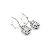  Earrings 1.25ctw Round & Baguette Diamonds Dangle Cocktail 26x9mm 14kw 124024015