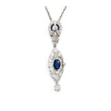  Necklace .76ctw Old European Diamonds Atique Art Deco 1.15ctw Sapphires 14kw 24" 1.5mm 224022752