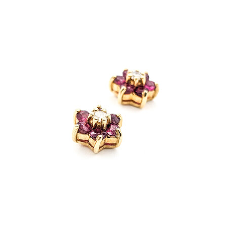 Earrings .09ctw Diamond .50ctw Rubies 14ky 9x9mm 123010066