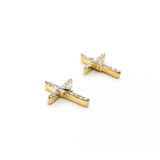  Earrings .16ctw Round Diamonds Cross Studs 11.25x10mm 14ky 124024019