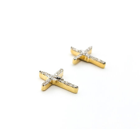 Earrings .16ctw Round Diamonds Cross Studs 11.25x10mm 14ky 124024019