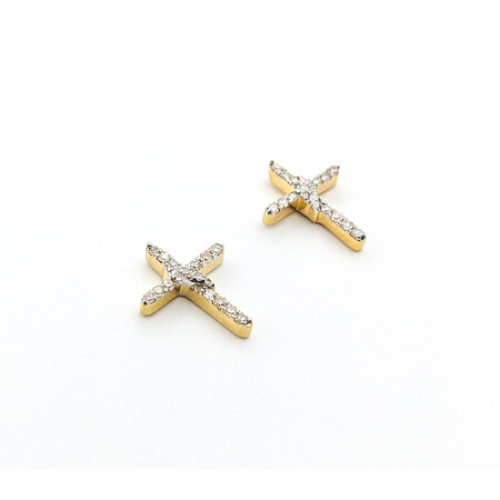 Earrings .16ctw Round Diamonds Cross Studs 11.25x10mm 14ky 124024019