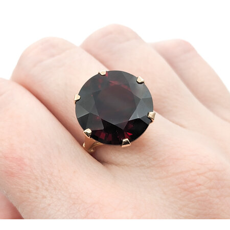 Ring Vintage 16.42ct Natural Round Pyrope Garnet 14ky sz6.75 124020158