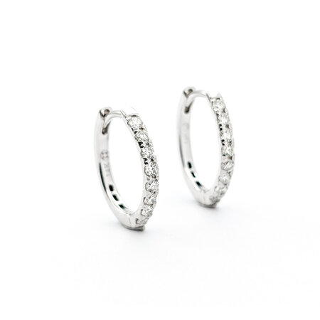 Earrings .40ctw Round Diamonds Small Hoops 15x13x2.25mm 14kw 124024013