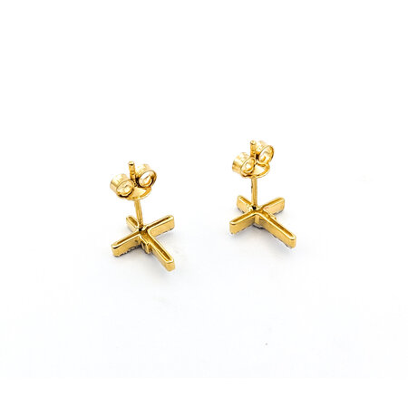 Earrings .16ctw Round Diamonds Cross Studs 11.25x9mm 14ky 124024018
