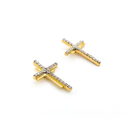 Earrings .12ctw Round Diamonds Cross Studs 11.25x11mm 14ky 124024020