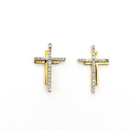 Earrings .12ctw Round Diamonds Cross Studs 11.25x11mm 14ky 124024020