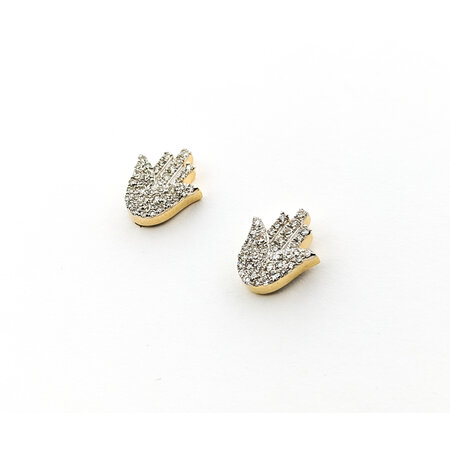 Earrings .25ctw Round Diamonds Hamsa Stud 9.5x8mm 14ky 124024017