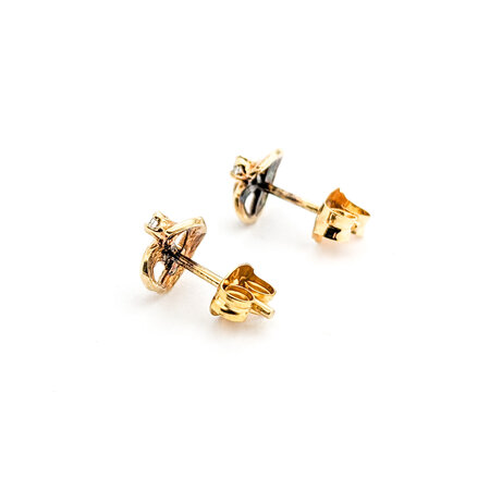 Earrings .02ctw Round Single Cut Diamonds Winged Swirl 8.5x7mm 14ky 224024004