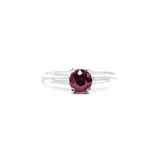 Ring Vintage .20ctw Tapered Baguette Diamonds .64ct Ruby 900pt sz8 124020183