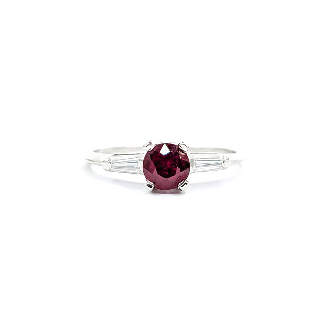 Ring Vintage .20ctw Tapered Baguette Diamonds .64ct Ruby 900pt sz8 124020183