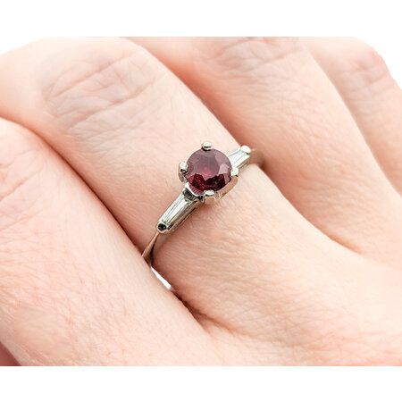 Ring Vintage .20ctw Tapered Baguette Diamonds .64ct Ruby 900pt sz8 124020183