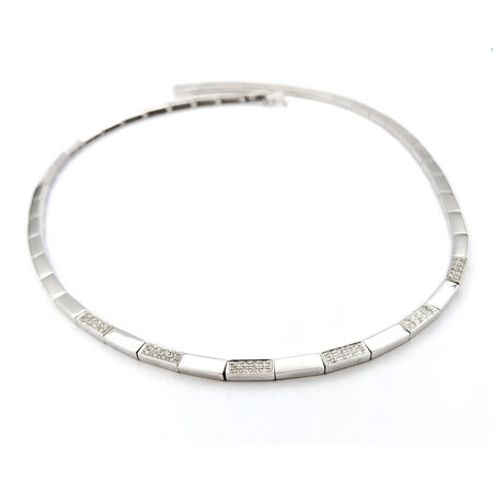 Necklace Bar Link .50ctw Round Single Cut Diamonds 14kw 17" 3.5mm 224022002