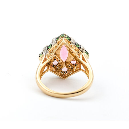 Ring .20ctw Round Diamonds 1.00ctw Pink Tourmaline .16ctw Tsavorite Garnet14ky sz5 224010162