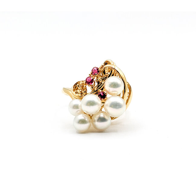 Ring (6)4.5-5.5mm Akoya Pearls 14ky Sz6.5 222090036