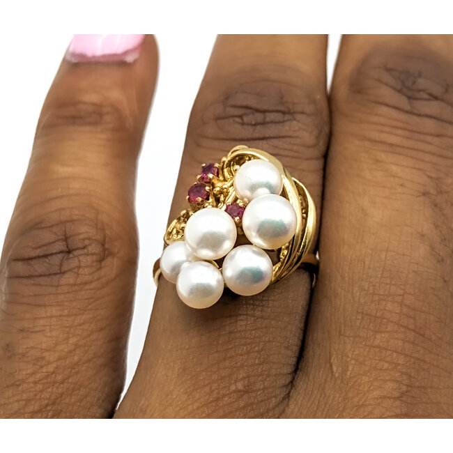 Ring (6)4.5-5.5mm Akoya Pearls 14ky Sz6.5 222090036
