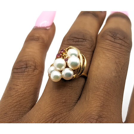 Ring (6)4.5-5.5mm Akoya Pearls 14ky Sz6.5 222090036