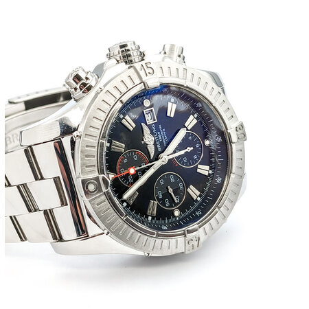 Watch Breitling Super Avenger 2 A13370 W/Extra 8" Black Rubber Strap Stainless Steel 48mm 9.5" Box 124036000