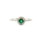  Ring Halo .18ctw Diamonds .22ct Emerald 950pt Sz7 123060105