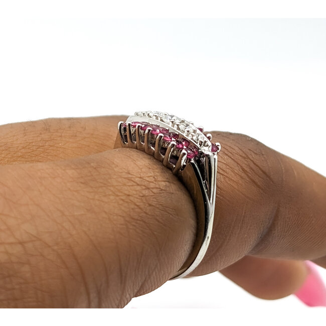 Ring Vintage .15ctw Round Diamonds .20ctw Rubies 14kw Sz6.5 222100042