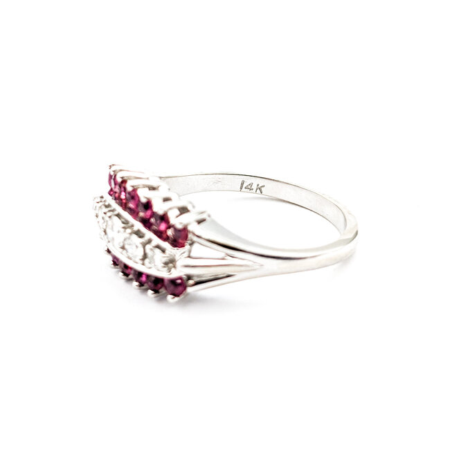 Ring Vintage .15ctw Round Diamonds .20ctw Rubies 14kw Sz6.5 222100042