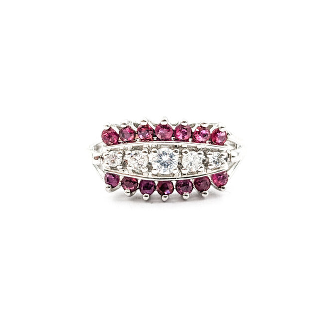 Ring Vintage .15ctw Round Diamonds .20ctw Rubies 14kw Sz6.5 222100042