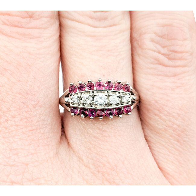 Ring Vintage .15ctw Round Diamonds .20ctw Rubies 14kw Sz6.5 222100042