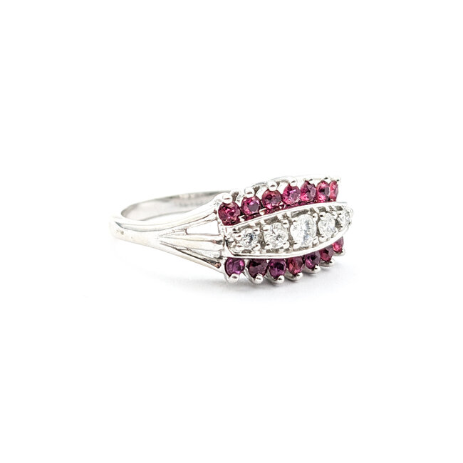 Ring Vintage .15ctw Round Diamonds .20ctw Rubies 14kw Sz6.5 222100042