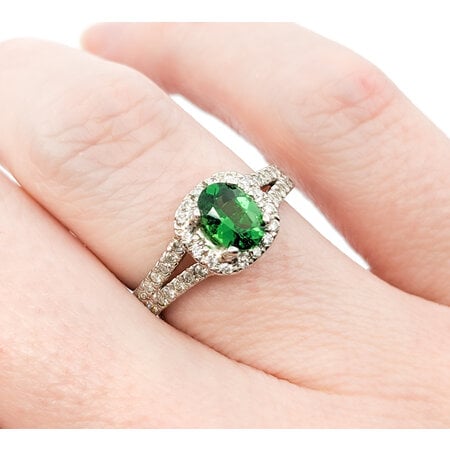 Ring .50ctw Diamonds .67ct Tsavorite Garnet 14kw Sz6 123040036