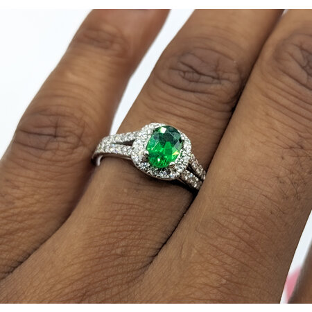 Ring .50ctw Diamonds .67ct Tsavorite Garnet 14kw Sz6 123040036