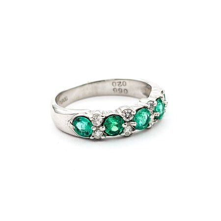 Ring .20ctw Diamonds .66ctw Emerald 900pt Sz5.5 122120404