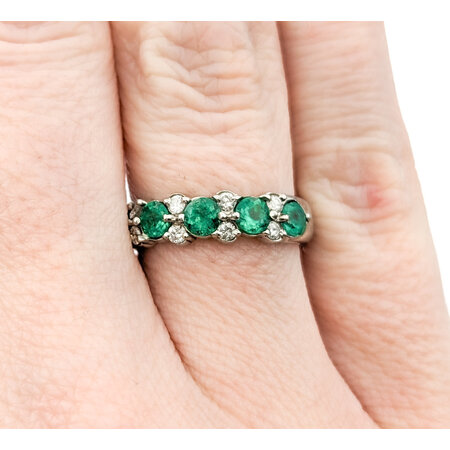 Ring .20ctw Diamonds .66ctw Emerald 900pt Sz5.5 122120404
