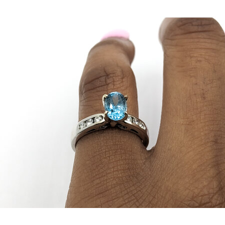 Ring .20ctw Diamonds 1.02ct Aquamarine 14kw Sz5 123040037