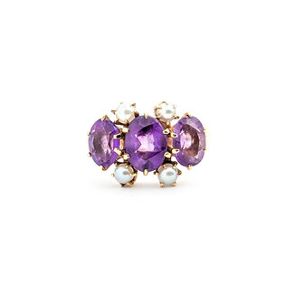 Ring 1.50ctw Amethyst (4)3mm Pearls 14ky Sz7 221110087