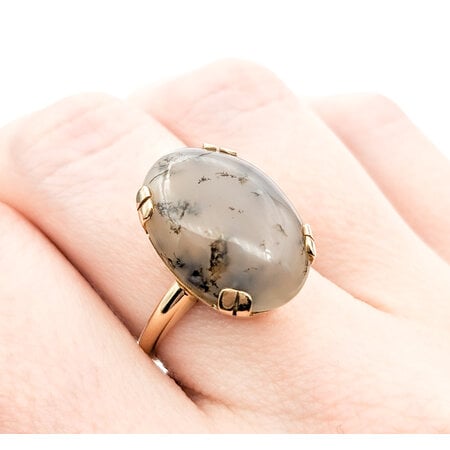 Ring Vintage 8.5ct Mossy Agate 14ky Sz7 122080186