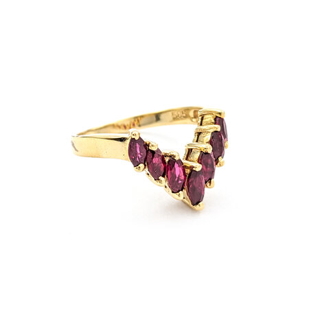 Ring 7 Stone 1.0ctw Marquise Rubies 14ky Sz6.5 223040039