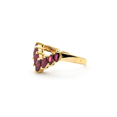 Ring 7 Stone 1.0ctw Marquise Rubies 14ky Sz6.5 223040039