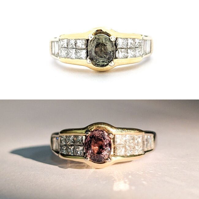 Ring .50ctw Princess & Baguette Diamonds .83ct Alexandrite GIA: 1236197396 14kw Sz7 123120124