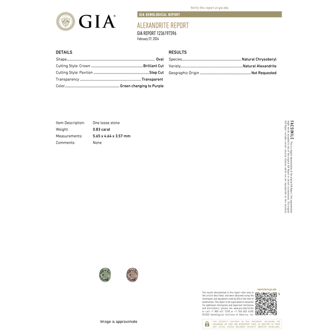 Ring .50ctw Princess & Baguette Diamonds .83ct Alexandrite GIA: 1236197396 14kw Sz7 123120124